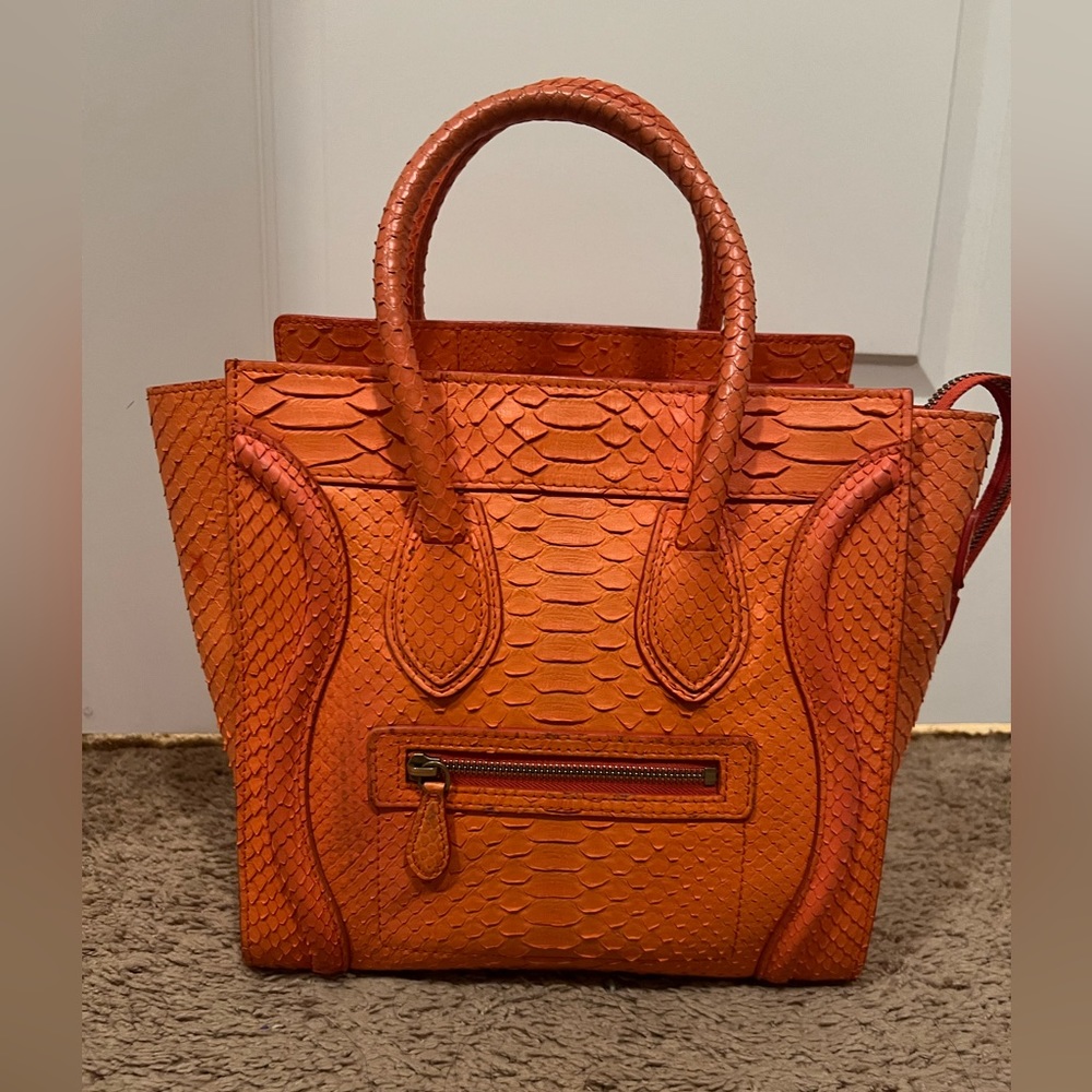 Celine Orange Python Lugage Bag